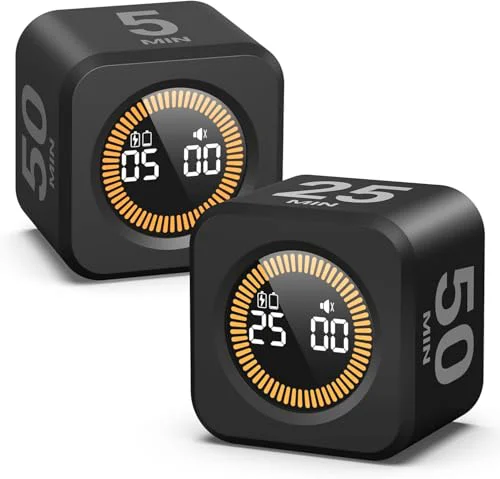 Fashionable 2 Pack KADAMS Pomodoro Cube Timer Productivity Visual Timer 2 Count High-End