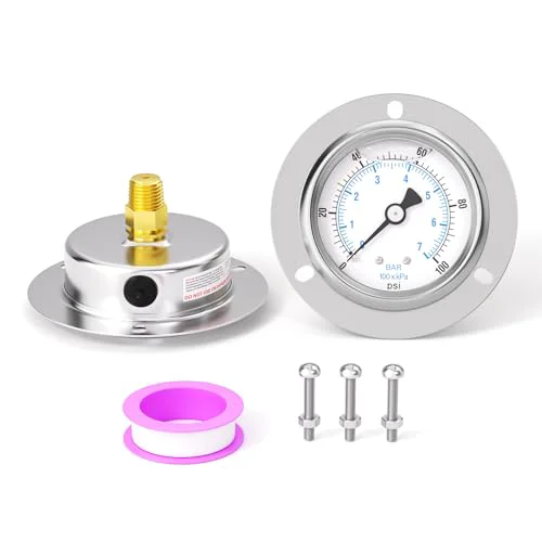 Consistent 0 100PSI Panel Mount Front Flanged Glycerin Filled Pressure Gauge Flexible