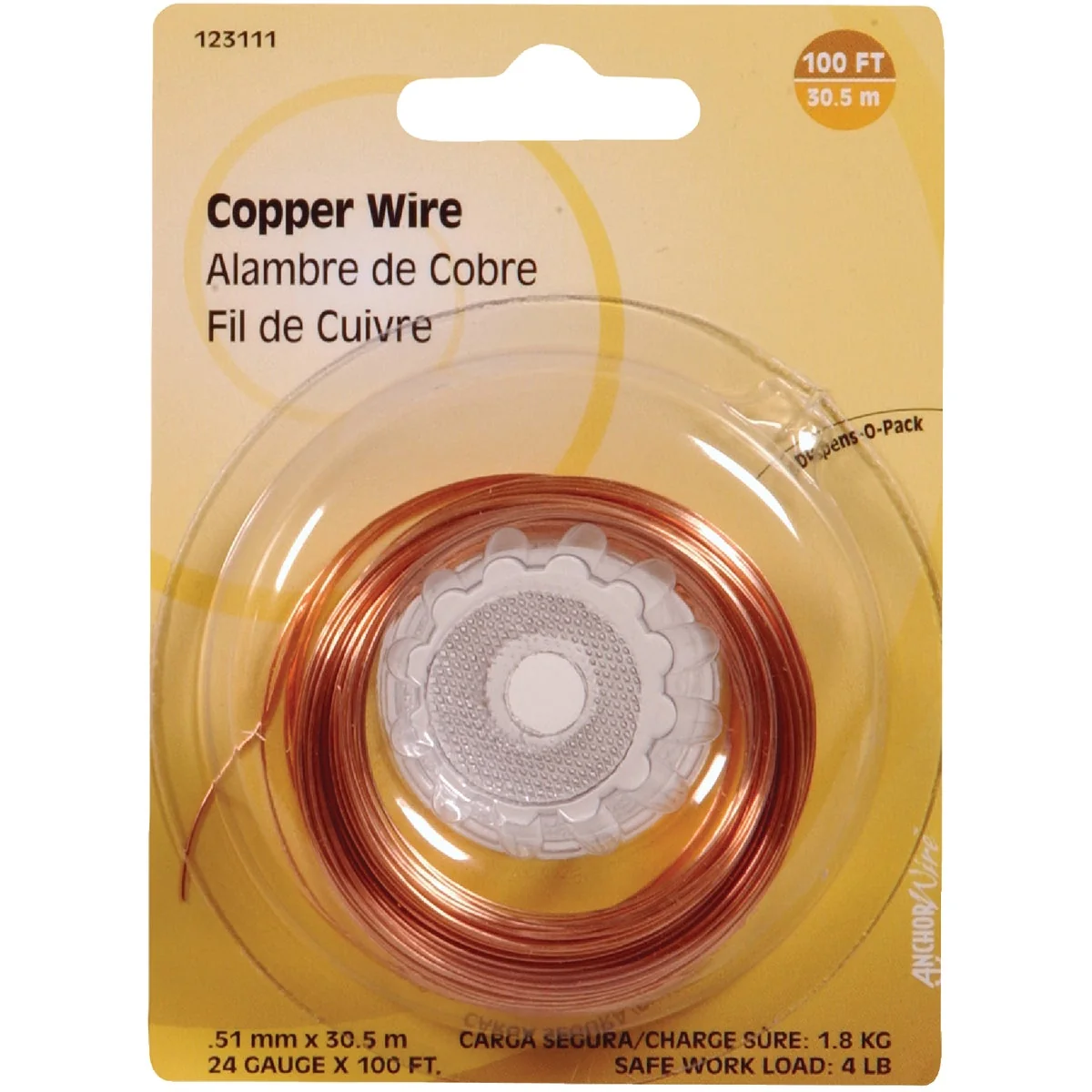 Smooth HILLMAN Anchor Wire 100 Ft. 24 Ga. Copper General Purpose Wire Premium Material
