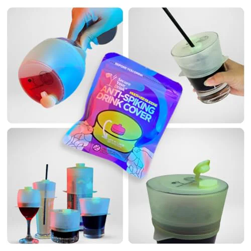 High-Quality Drink Cover for Cups and Glasses. Multi Use Silicone Anti Spiking Drink Cover Protector With Lift Lock Sip System. Prevent Spiking. No Spill. Reusable and Straw Compatibility Official