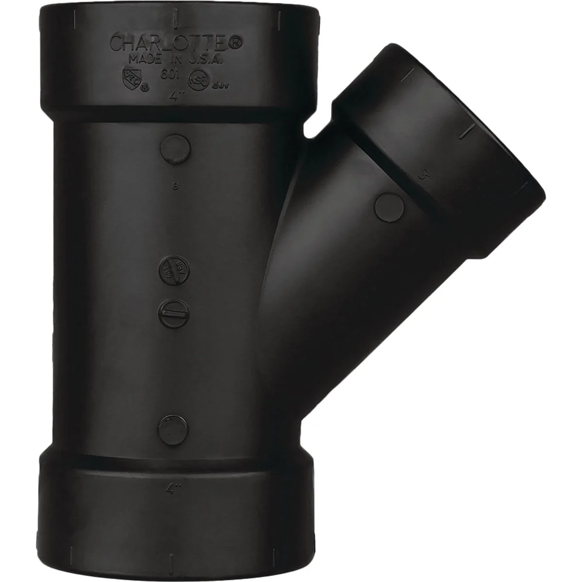 Soft Charlotte Pipe 3 x 3 x 2 In. Hub x Hub x Hub Reducing ABS Wye Recyclable