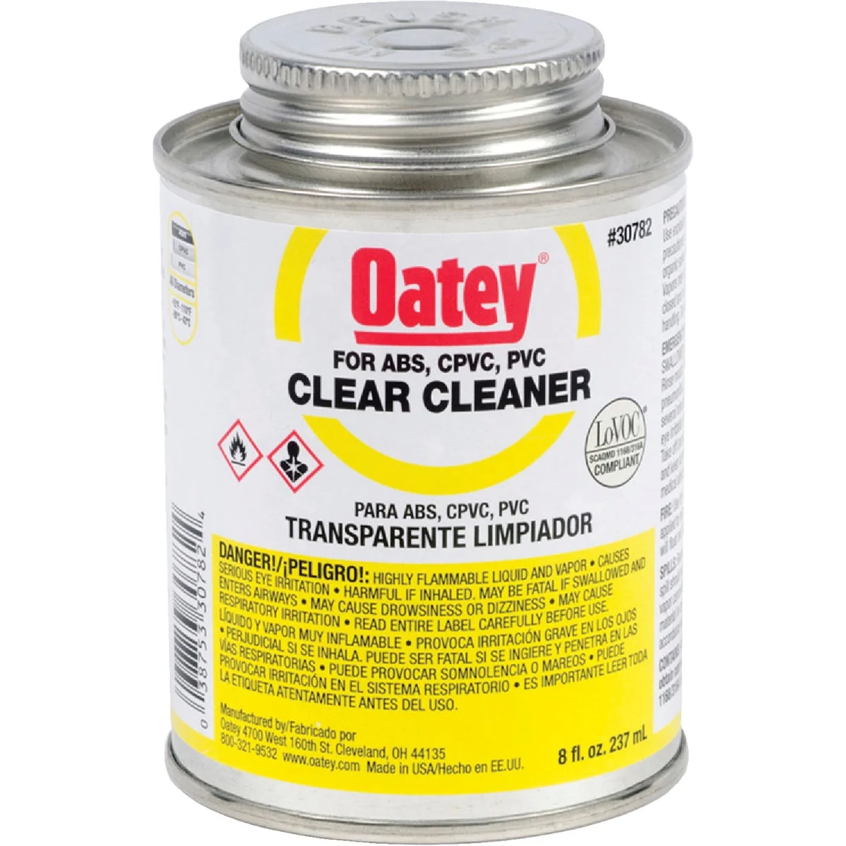 Certified Oatey 8 Oz. All-Purpose Clear PVC Cleaner Elegant