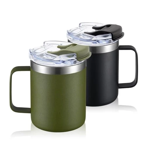 Powerful 12oz Insulated Travel Coffee Mug with Handle Sustainable