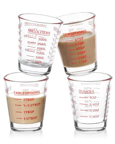 Original Shot Glass Measuring Cup Set 4 Count Reusable