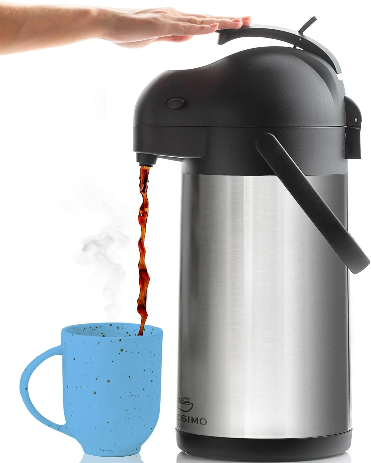 Minimalist Thermal Coffee Carafe 74Oz Keeps Drinks Hot for 12Hrs Cold for 36Hrs Insulated Stainless Steel Coffee Carafe for Hot Drinks Easy One-Handed Dispensing for Office Home Party Durable Tea Flask Crafted