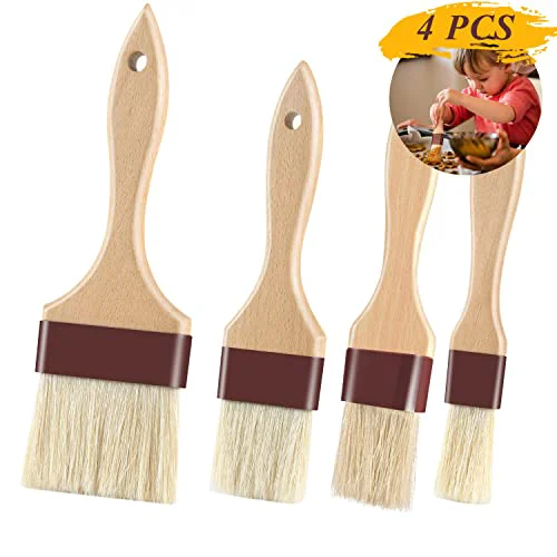High-Quality Pastry Brushes for Baking Basting Brush with Boar Bristles and Beech Hardwood Handles Culinary Oil Brush for Barbecue Butter Grill BBQ Sauce Baster Marinade Kitchen Food Cooking Brushes Outstanding
