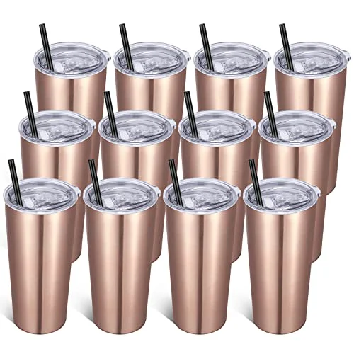 Smooth 20oz Tumbler Bulk with Lid and Straw 12 Pack 12 Count Comfortable