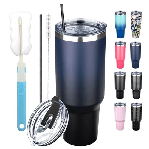 Contemporary 40 oz Tumbler with Lids and Straws Minimalist
