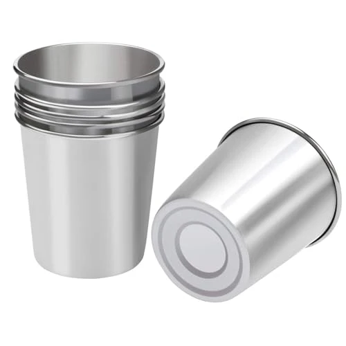 Fashionable Resinta 6 Pack 5 oz Stainless Steel Cups Metal Shatterproof Stackable Pint Drinking Cups for Kids 6 Count High-End