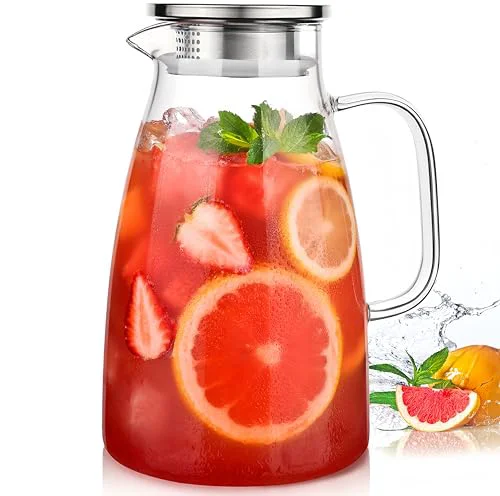 Durable 2 Liter 68oz Borosilicate Pitcher with Lid Advanced