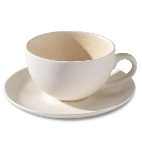 Sophisticated Ceramic Latte Art Mug With Saucer Comfortable