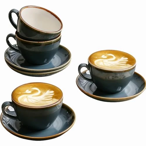 Elegant Ceramic Cappuccino Cup Set of 4 7.8 Count Certified