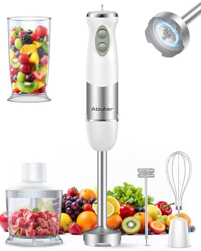 Minimalist Immersion Blender Handheld 1000W 5 in 1 Corded Stick Hand Blender Kitchen with 12 Speed Next-Generation