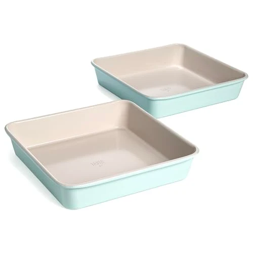 Innovative Clean Ceramic Square Cake Pans Set 2 Count Expertly Made
