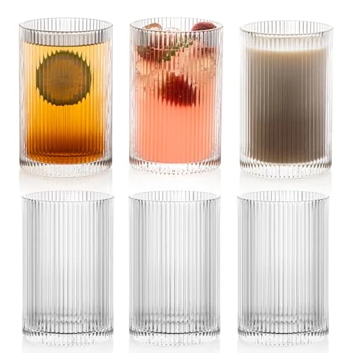 Practical Vintage Ribbed Glassware Set 6 Count Optimized