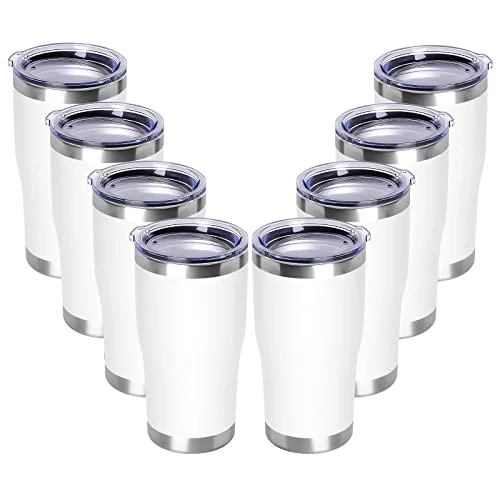 Prestigious 20oz Tumbler with Lid Stainless Steel Tumblers Bulk 8 Count Original Design