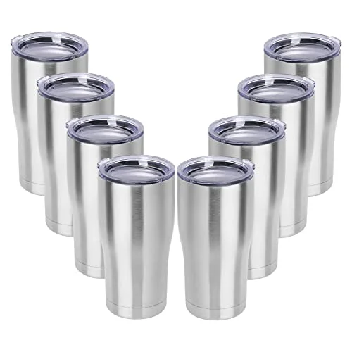 Genuine 20oz Tumbler with Lid Stainless Steel Tumblers Bulk 8 Count Natural
