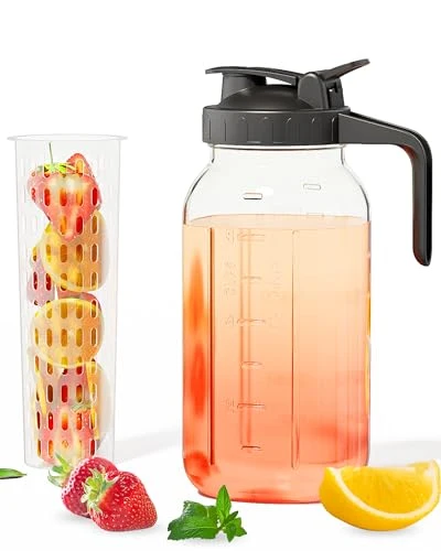 Selected 64oz 2quart Mason Jar Pitcher Glass Pitcher with Lid for Tea Cold Brew Versatile
