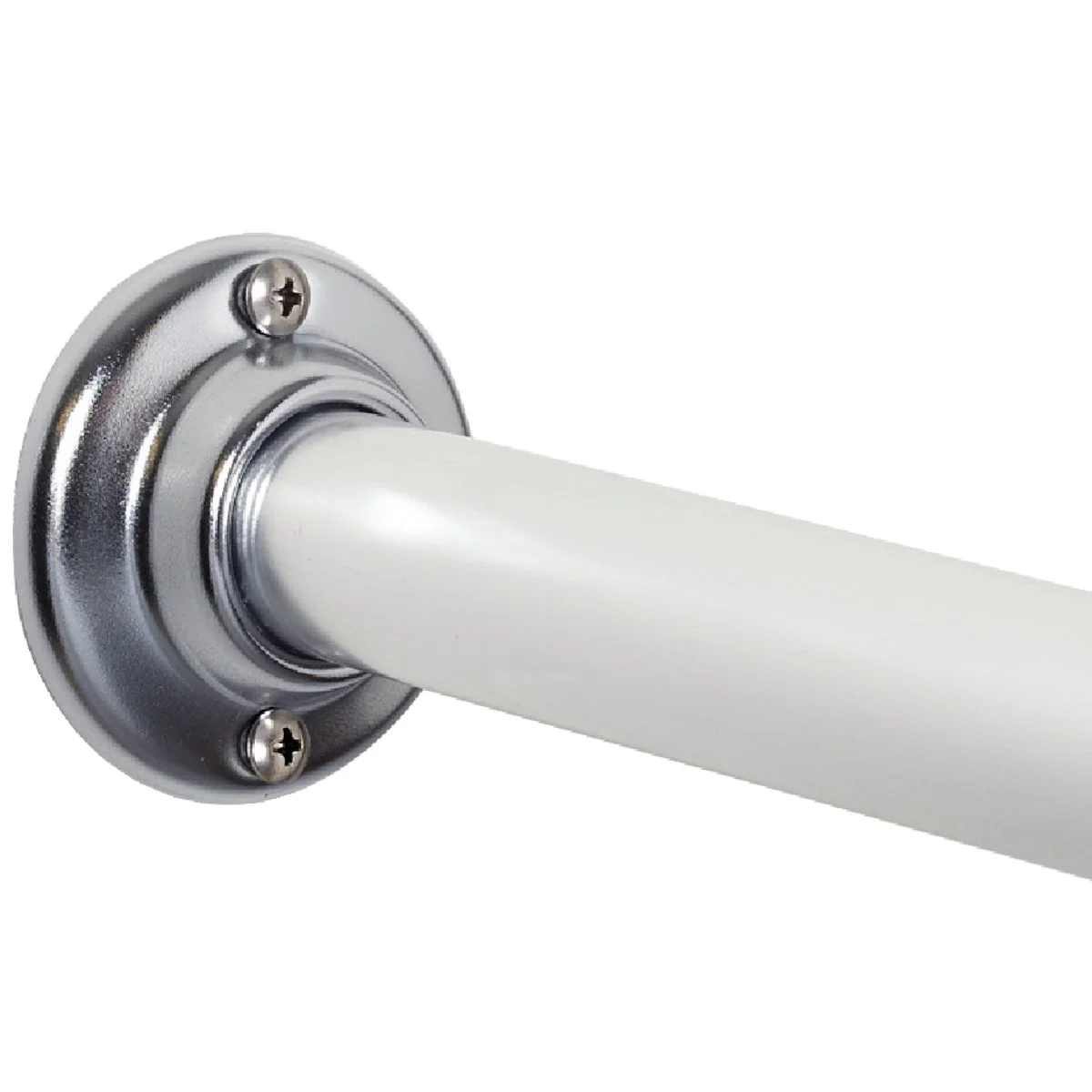 First-Class Zenith Zenna Home Straight 60 In. Adjustable Fixed Shower Rod with Flange in Chrome Contemporary