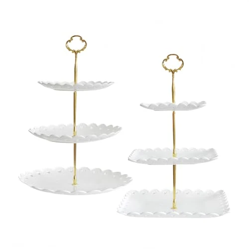 Premium Material 2 Pack of Plastic Dessert Cupcake Stand Versatile