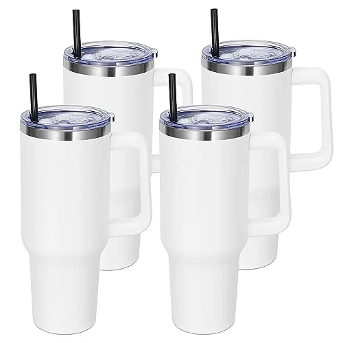 Quality 40 oz Tumbler with Handle and Straw 4 Count Original