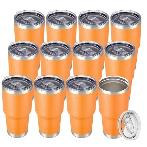Soft 30 oz Tumbler with Lid Stainless Steel Tumblers Bulk 12 Count Practical