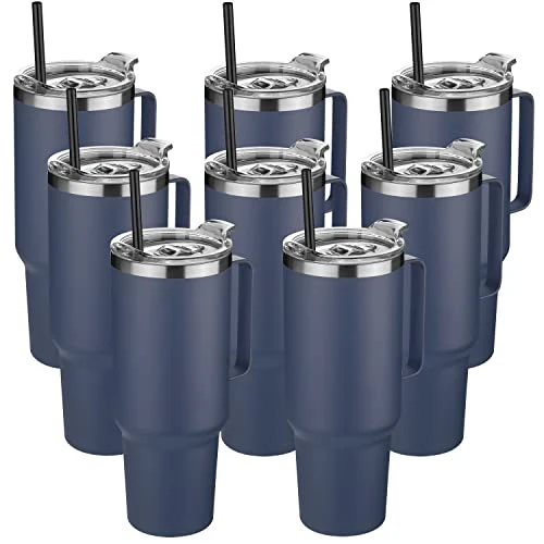 Environmentally Friendly 40 oz Stainless Steel Tumbler with Handle 8 Count Soft