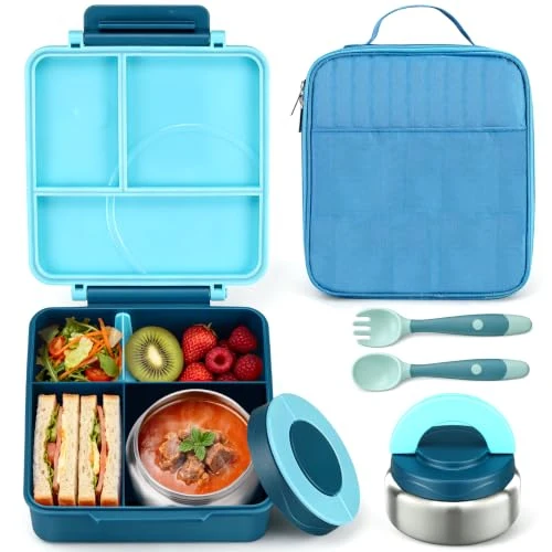 Enhanced Bento Lunch Box for Kids with 8oz Soup Thermo Lunch Bag Fast
