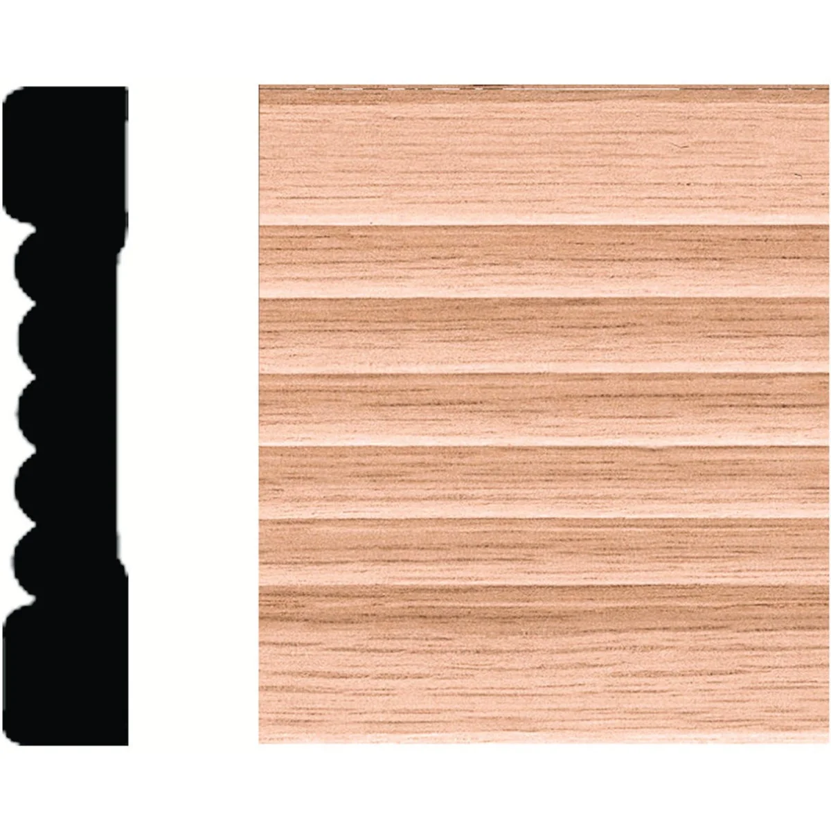 Top-Quality House of Fara 7 16 In. W. x 2-1 4 In. H. x 7 Ft. L. Natural Solid Oak Fluted Wood Casing Lightweight