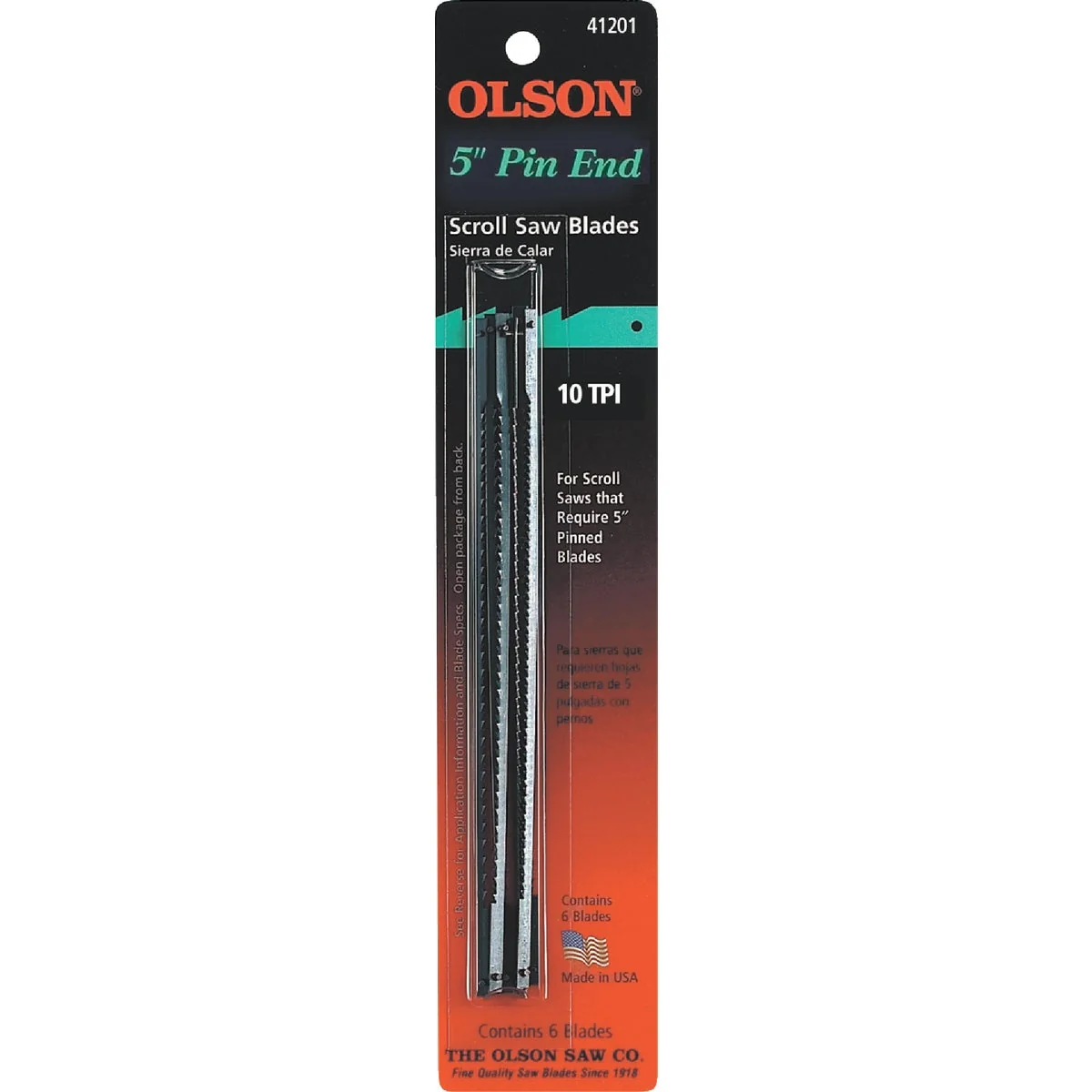 Efficient Olson 10TPI Regular Pin End Scroll Saw Blade 6 Count Environmentally Friendly
