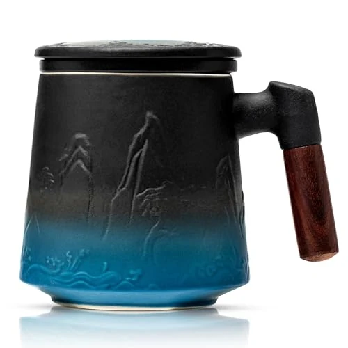 Genuine Ceramic Tea Cup with Infuser and Lid Professional