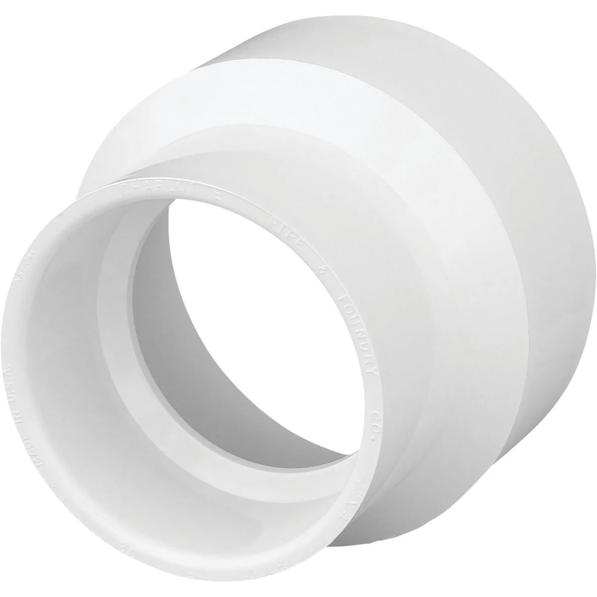 Flexible Charlotte Pipe 4 In. Hub x 3 In. Hub Schedule 40 DWV Reducing PVC Coupling Safe