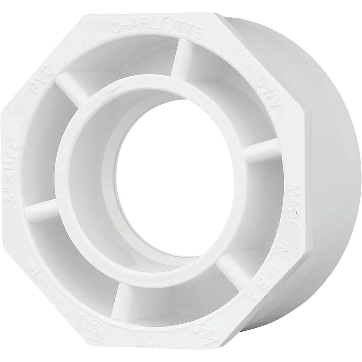 Practical Charlotte Pipe 3 In. SPG x 1-1 2 In. Hub Schedule 40 DWV Reducing PVC Bushing Selected