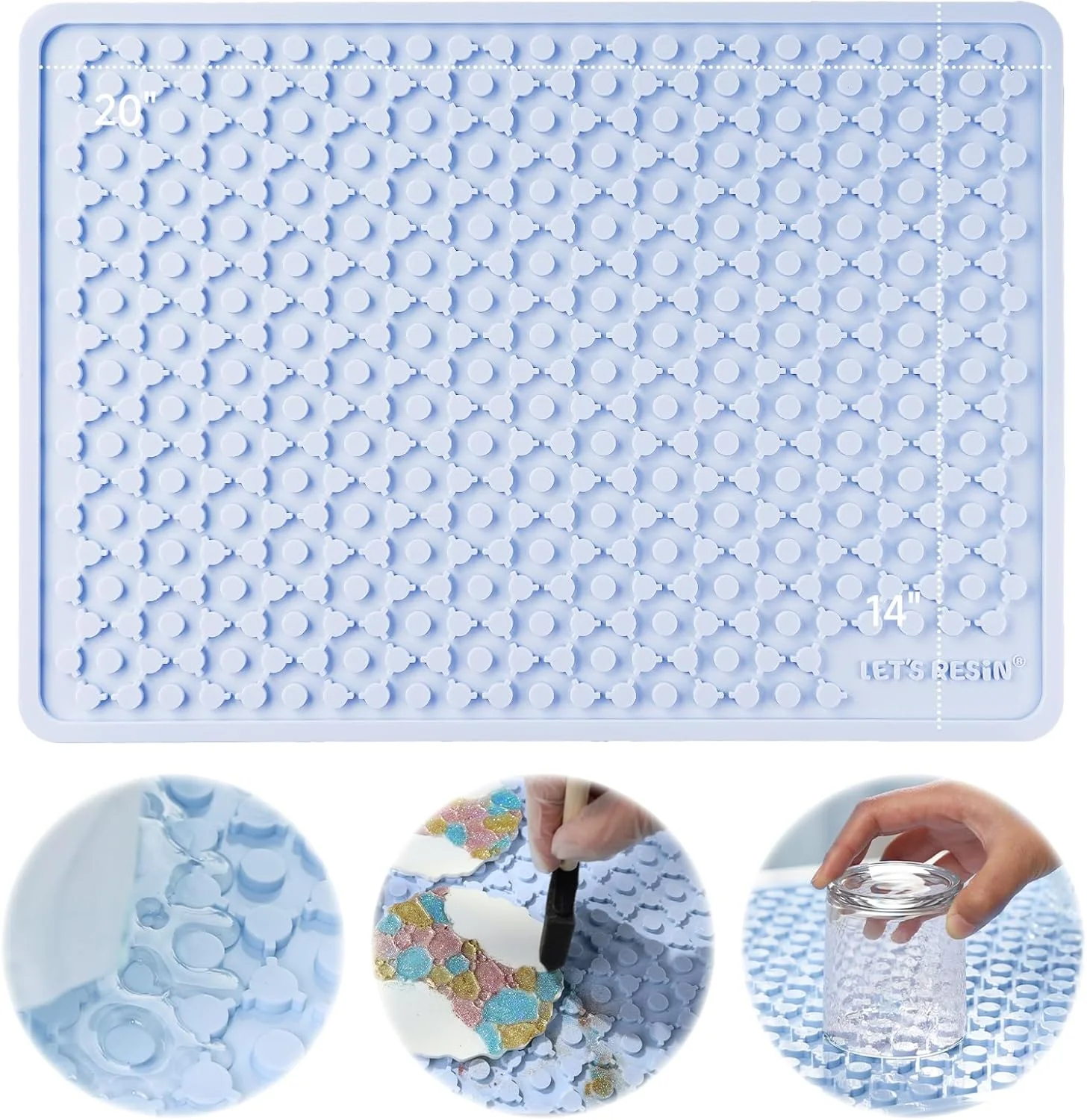 Sophisticated LET’S RESIN Premium Resin Collector Mat 20 x 14 Large Easy Clean Silicone Mat for Crafts Epoxy Resin Placemat Blue Reusable
