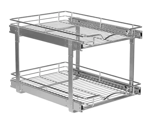 Premium 2-Tier Pull-Out Cabinet Organizer for Kitchen 20 W x 21 D x 16.5 H Superior