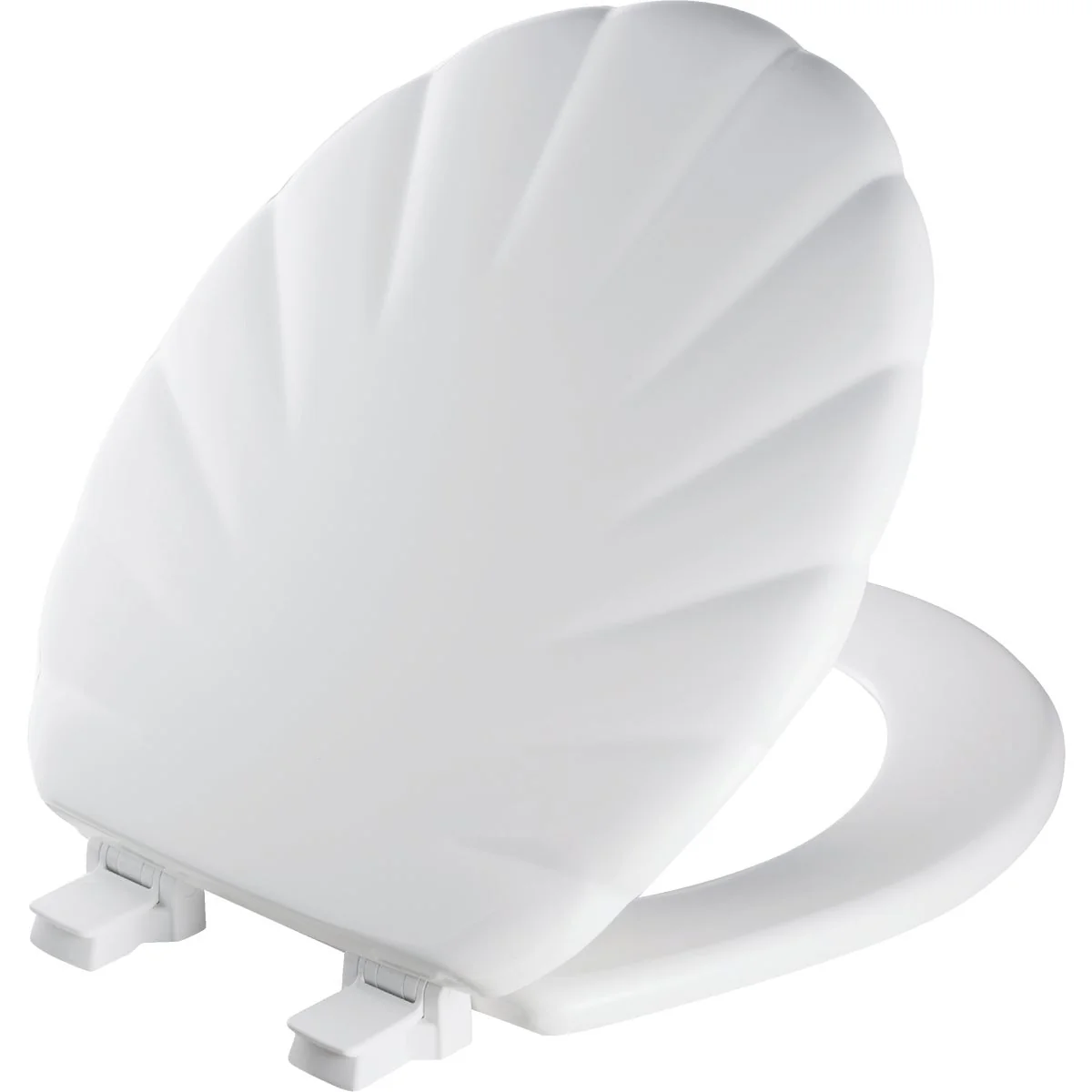 Organic Mayfair Round Closed Front Designer Sculptured Shell White Wood Toilet Seat Outstanding