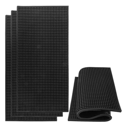 Quality 4 Pack 12 x 24 Inch Black Coffee Bar Mats 4 Count Contemporary