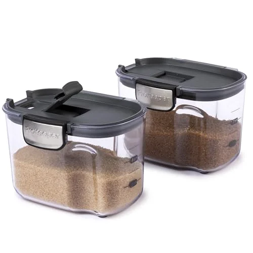 Green International ProKeeper Clear Plastic Airtight Food Baker’s Kitchen Storage Organization Container Canister Set with Magnetic Accessories 2 Count High-Grade