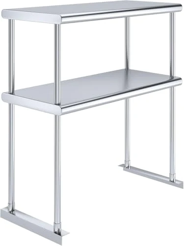 Selected NSF 18 Gauge Heavy Duty Stainless Steel Double overshelf with Brackets for Kitchens Lightweight