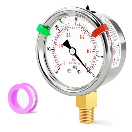 Safe 30inHG 0Psi Stainless Steel Liquid Filled Pressure Gauge Sustainable
