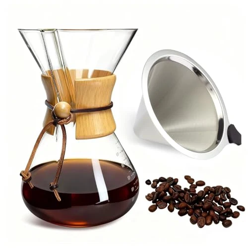 Efficient subjectthree Glass Coffeemaker 10 Cup Coffee Drip Pour Over Set Classic