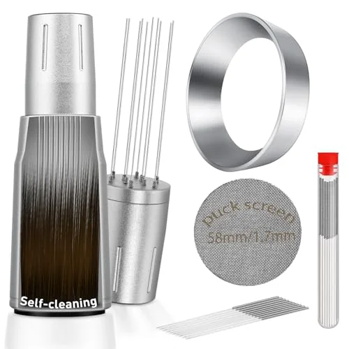 Pure WDT Tool Espresso Distributor Accessory kit 1.7mm Thickness 150μm Mesh Puck Screen 8 Magnets dosing ring Compatible with Breville Portafilter Crafted