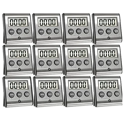 High-Performance Elegant Digital Kitchen Timer Stainless Steel 12 Count Organic