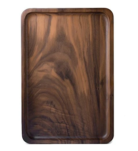 Selected Rustic Walnut Wooden Tray Solid Wood Serving Tray Square Rectangle Platter Tea Tray Coffee Table Tray User-Friendly