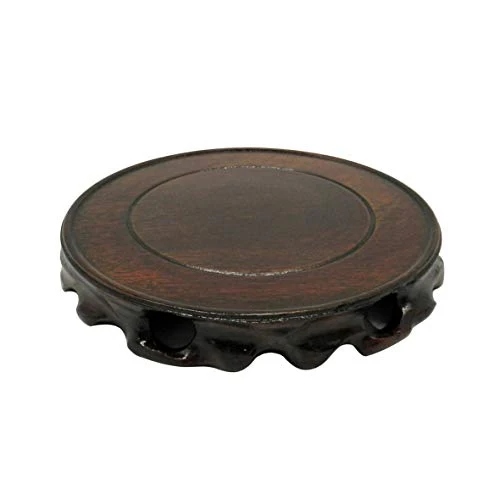 Enhanced Rustic Vintage Rosewood Circular Display Stand Vase Pot Base Fishbowl Pedestal Stand Quality