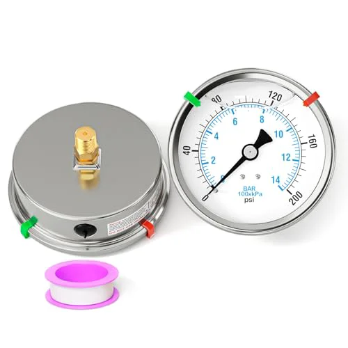 Carefully Designed 0 200PSI Stainless Steel Liquid Filled Pressure Gauge Sustainable