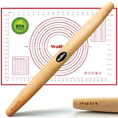 Outstanding French Rolling Pin and Silicone Baking Mat Set Fine Crafted