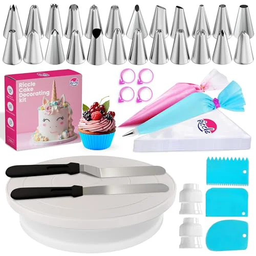 Fine Crafted 94 pcs Cake Decorating Kit with Cake Turntable 94 Count Premium