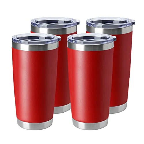 Pure 20oz Tumblers Stainless Steel Mugs with Lid Double Wall Vacuum Insulated Coffee Cups for Cold Hot Drinks 4 Count Selected