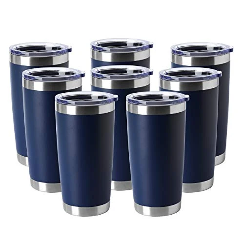 Selected 20oz Tumblers Bulk Stainless Steel Cup with Lid Double Wall Vacuum Insulated Coffee Mug for Cold Hot Drinks 8 Pack 8 Count Pure